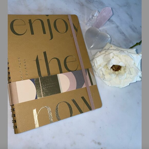 Anthropologie Enjoy The Now Gratitude Journal  vegan leather cover NEW - Picture 10 of 10
